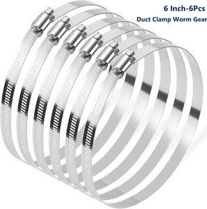 6In Hose Clamp Metal Hose Clamp Duct Clamp Worm Gear Adjustable Fuel Line Clamp - Foto 1 di 8