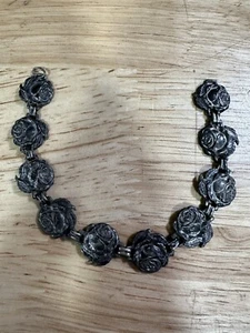 Vintage Stainless Steel Tarnished Rose Bracelet 7” - Picture 1 of 8