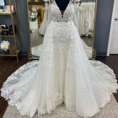 White Ivory Tulle Detachable Skirt Wedding Removable Train for Dresses Bridal - Image 1 of 4