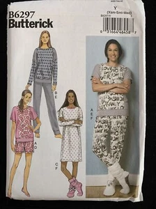Pijama Butterick Pattern 6297 Pantalones Top Pantalones Cortos Vestido Falta Talla XSM SML MED - Imagen 1 de 2