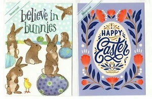 Easter Bunny Egg Greeting Card Warm Wishes Happy Easter Blessing Lot of 2 Gift - Picture 1 of 9