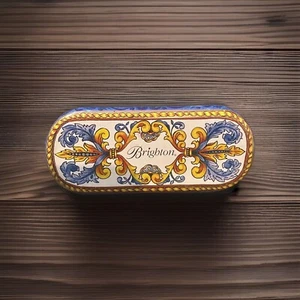 Brighton Glasses Case Only Eyeglass Sunglasses Tin Adult Floral Blue Preppy Art - Picture 1 of 13