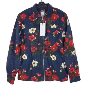 DENIM & FLOWER Jacket Adult Medium Blue Floral Full Zip Casual Shacket Pockets - Picture 1 of 8