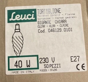 LEUCI TORTIGLIONE GIGANTE E27 40W candela gigante lampadina girevole lampadario - Foto 1 di 1