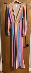 Goodtime USA Women’s Pantsuit Jumpsuit Pastel Rainbow XL Party Flare - Picture 1 of 13