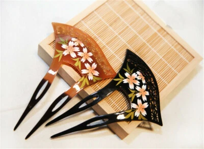Pente de prendedor de cabelo acrílico Sakura oco Kanzashi japonês para quimono gueixa presente - Imagem 1 de 4