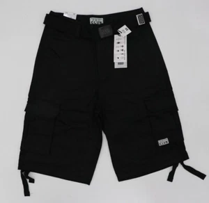 Pro Club Men's Cotton Twill Cargo Shorts with Belt (Black) - Picture 1 of 2