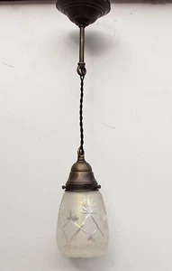 Jugendstil Plafoniere Hängelampe geätzt und geschliffen - Bild 1 von 7