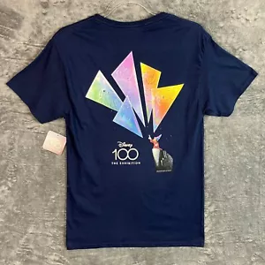 Disney 100 Exhibition T-Shirt Size Small Navy Blue With Back Graphic Rare NWT - Picture 1 of 11