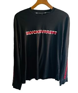 BLACKBARRETT by Neil Barrett Long Sleeve T Shirt SzL Black Spell Out Top Cotton