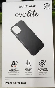 Tech21 EvoLite Case for iPhone 12 Pro Max – Black, Non-Slip Grip, New - Picture 1 of 4