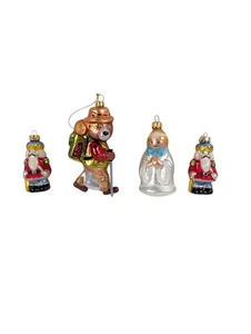 Vintage Figural Christmas Ornament Lot Hand Blown Glass Bear Angel Nutcrackers - Picture 1 of 9