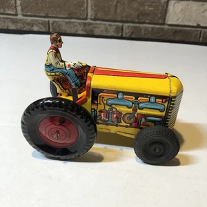 Tractor de juguete de cuerda de hojalata MARX MAR U.S.A. de colección con conductor agricultor KWZ - Imagen 1 de 8