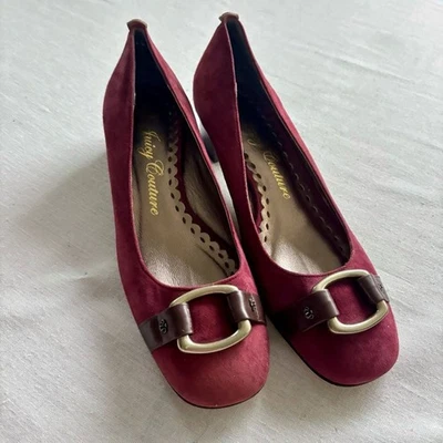 Juicy Couture бордовая замша низкий каблук туфли-лодочки 10 М Италия - Изображение 1 из 4