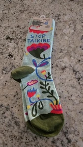 Blue Q Women's Size 5 - 10 Funny Crew Socks Stop Talking - Picture 1 of 3