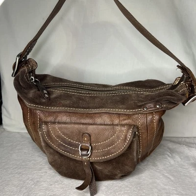 Bolso de hombro holgado de cuero marrón fósil bolso hobo gamuza dos texturas Foto 1 de 4