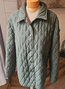 Talbots Diamond Quilted BarnCoat Snap Paisley Lined Women's Size L collar - Picture 1 of 11