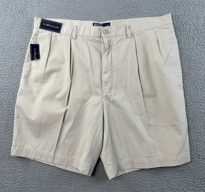 Винтажные мужские шорты Polo Ralph Lauren Tyler размер 40 бежевые китайские плиссированные новые с ценниками - Изображение 1 из 4