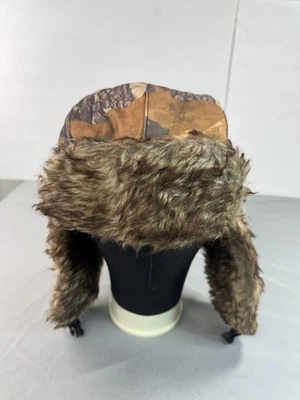 Camo Trapper Hat Cap Adult One Size OSFM Camouflage Lined Chin Strap - Image 1 of 4