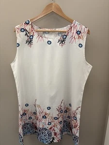 Damen 2x Top ärmellos weiß Blumenbesatz - Bild 1 von 10