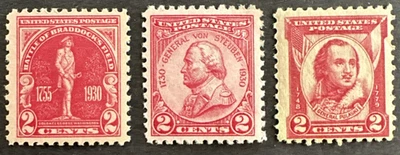 US 1930-1931  Sc# 688-690 Lot of 3 MNH Stamps Washington, Von Steuben & Pulaski - Image 1 of 2
