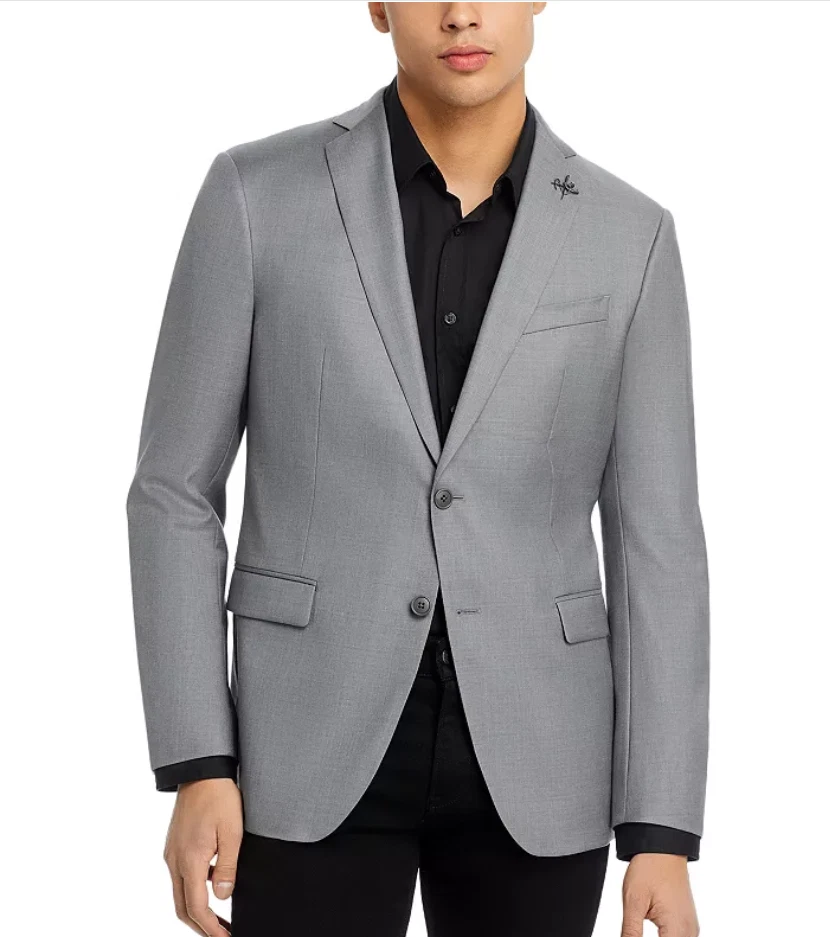 Abrigo Blazer Deportivo John Varvatos Para Hombres Calce Ajustado 38 S Gris Claro Sólido Foto 1 de 1