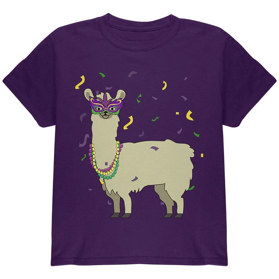 Camiseta Mardi Gras Llama Beads Mask Niño Pequeño Foto 1 de 1