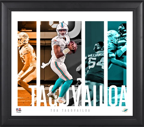 Tua Tagovailoa Miami Dolphins Framed 15x17 Player Panel Collage Cover