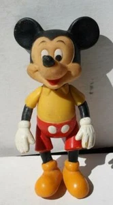Mickey Mouse Figurine Vinyl Plastic Jointed Toy Walt Disney Production Hong Kong - Picture 1 of 1