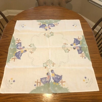 复古桌面乡村鸭鹅白色亚麻棉混纺 35x32 — 第 1/4 张图片