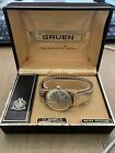 Vintage Męski precyzyjny zegarek z datownikiem Gruen z oryginalnym pudełkiem