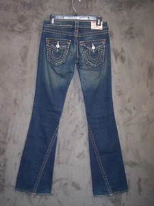True Religion Jeans Adult 25W 33L Blue Joey World Tour Boot Cut 5 Pocket Unisex - Picture 1 of 13