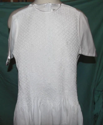 Strasburg Smocked Dress White With Under slip Girls Size 10  - Image 1 of 4
