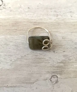 Jade Green Square Gemstone Ring Handmade Jewelry Silver Size 8 - Picture 1 of 4