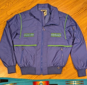 OBERMEYER Vtg 90s Blue Green Ski JACKET Coat Men's L - Picture 1 of 11