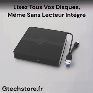 Lecteur CD DVD Blu-ray externe USB 3.0 3D BD-Combo portable pour ordinateur - Photo 1/8