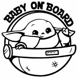 6" BABY ON BOARD YODA Vinyl Decal Sticker Car Window Laptop Star Wars Skywalker - Picture 1 of 24