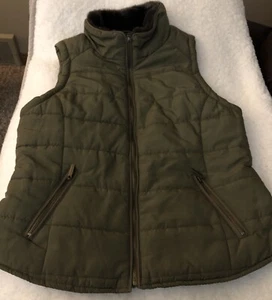 Copper Key Large Puffer Vest Faux Fur Neckline In Black - Picture 1 of 12