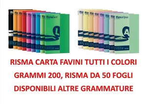 RISMA CARTA FAVINI 200 GR. DA 50 FOGLI AMPIA GAMMA COLORI - Foto 1 di 1