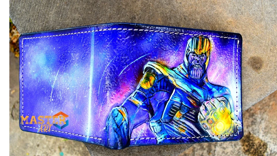 Thanos Cartera Tallada Hombre, Cartera Cuero Genuino, Cartera Cuero Marvel Comics Foto 1 de 4