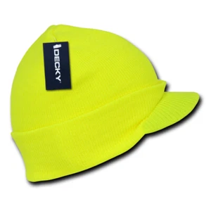 DECKY Neon Beanie Visor Cap Knit Hat Yellow - Picture 1 of 1
