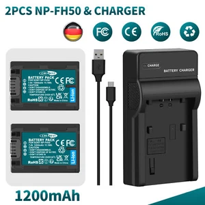 2 batteries 1200mAh NP-FH40 NP-FH50 NP-FH30 NP-FH60 FH70 FH100 pour Sony et chargeur - Photo 1/20