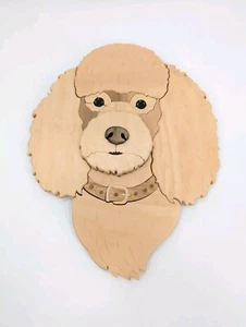 Poodle Intarsia Woodwork Handcrafted Wood Wall Mount Jigsaw Art Decor 17" - Picture 1 of 9
