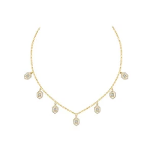 0.65 CT Natural I2 H Diamond Womens Stations Necklace 14K Yellow Gold 18" - Picture 1 of 6