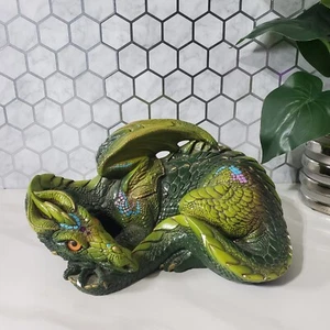 Windstone Editions Green Mom Dragon Lying Down Pena Statue 9" FLAWS - Picture 1 of 24