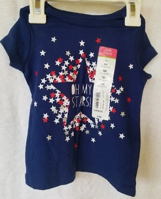 Camiseta Okie Dokie 4 de Julio Estampado Azul Estrella Tallas Disponibles NB, 3M, 6M, 9M, XL 6X Foto 1 de 3