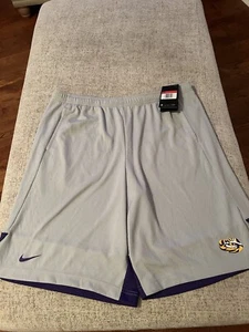 Nike LSU Tigers Knit Breathe Football Game Short Men's L Gray CI4491-210 NWT - Picture 1 of 6