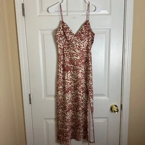 Hello Molly Damen-Schlupfkleid Teracotta Urlaub Druck Satin ärmellos Größe 6 - Bild 1 von 5