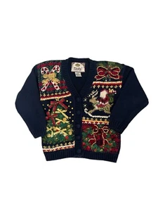 Tiara International Girls Navy Blue Christmas Cardigan Sweater Size XL 6x - Picture 1 of 5