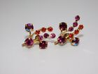 A687-VINTAGE SCREWBACK EARRINGS~AUSTRIA~GOLD TONE/COLORFUL CRYSTALS~1&quot;